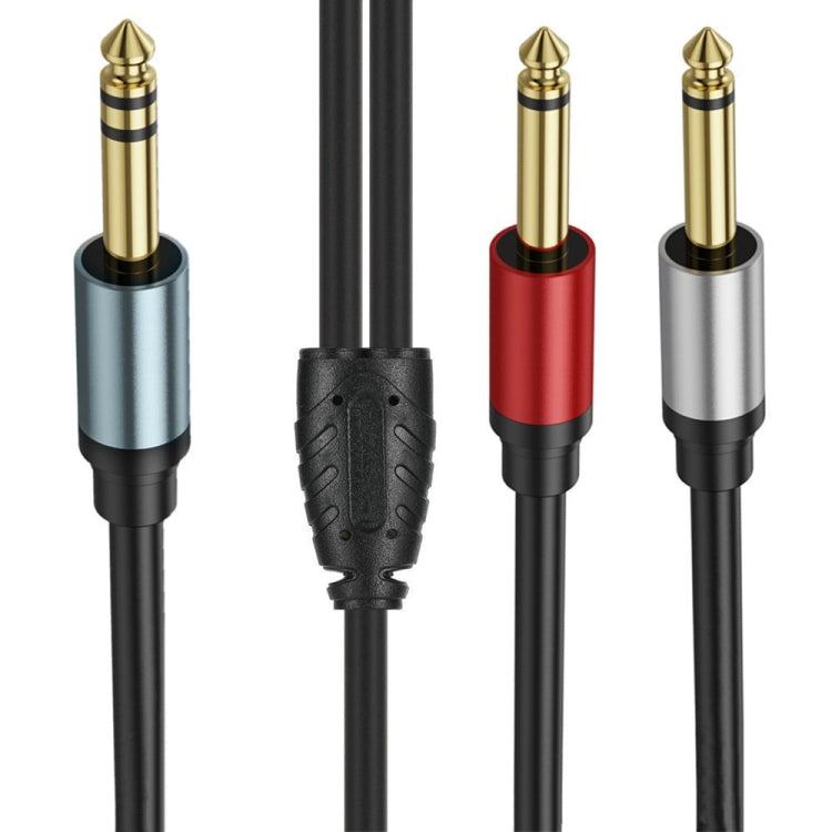0.3m Gold Plated 6.35mm Male Dual Sound TRS Stereo to 2 x 6.35mm Male TS Mono Y Splitter Adapter Audio Cable(Black) - Video & Audio Cable by buy2fix | Online Shopping UK | buy2fix