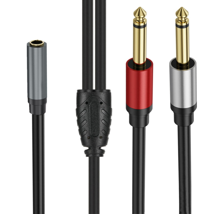 0.3m Gold Plated 3.5mm TRS Female to 2 x 6.35mm TS Male Mono Y Splitter Adapter Audio Cable(Black) - Video & Audio Cable by buy2fix | Online Shopping UK | buy2fix