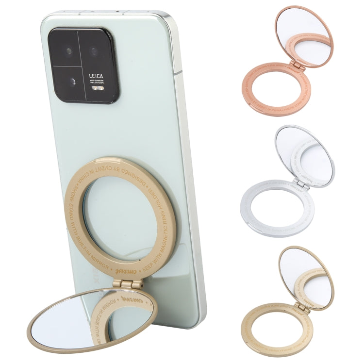 CPS-053 Magnetic Folding Phone Ring Holder with Mirror(Gold) - Ring Holder by buy2fix | Online Shopping UK | buy2fix