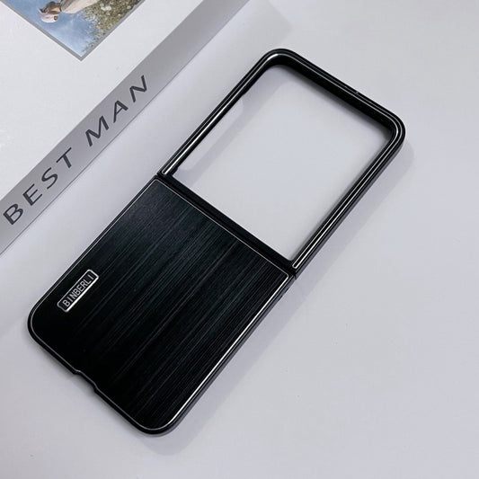 For Motorola Moto Razr 50 Ultra PC Hybrid Aluminum Alloy Brushed Shockproof Phone Case(Black) by buy2fix