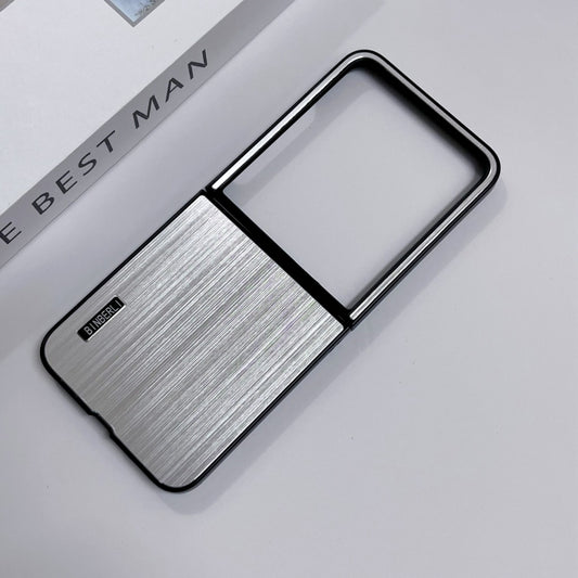 For Motorola Moto Razr 50 Ultra PC Hybrid Aluminum Alloy Brushed Shockproof Phone Case(Silver) - Motorola Cases by buy2fix | Online Shopping UK | buy2fix