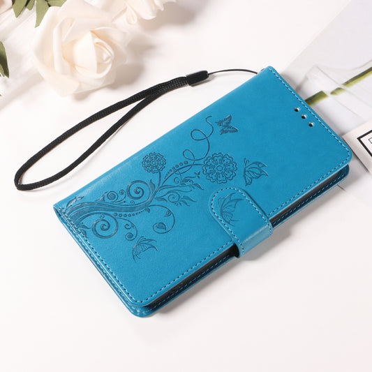 For iPhone SE 2024 Embossed Butterfly Flowers Leather Phone Case(Blue) by buy2fix
