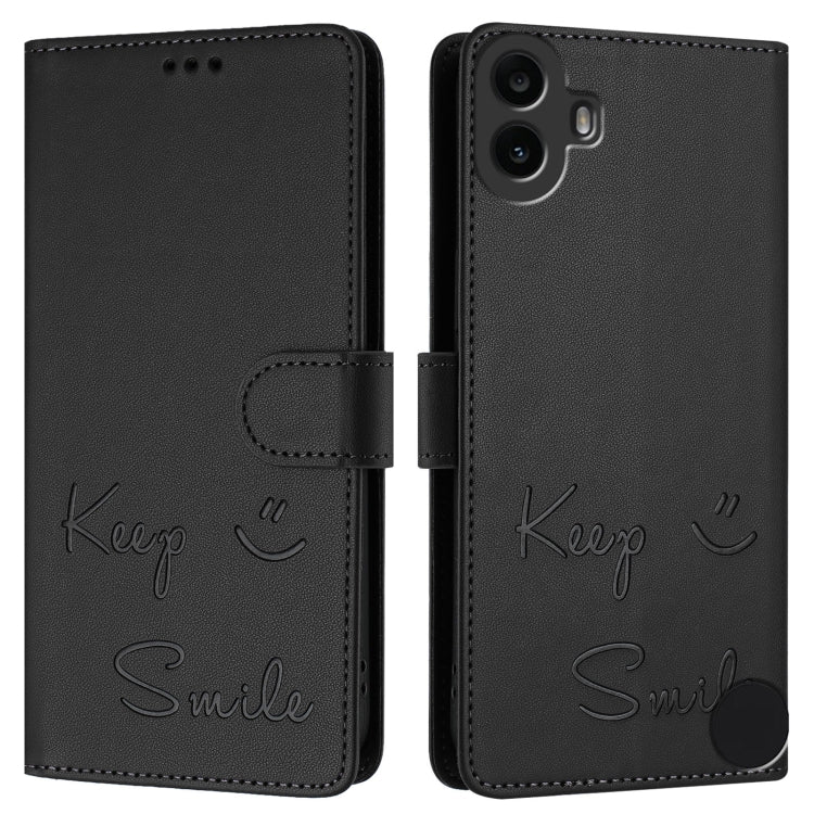For Nothing CMF Phone 1 Smile Embossing RFID Leather Phone Case(Black) - More Brand by buy2fix | Online Shopping UK | buy2fix