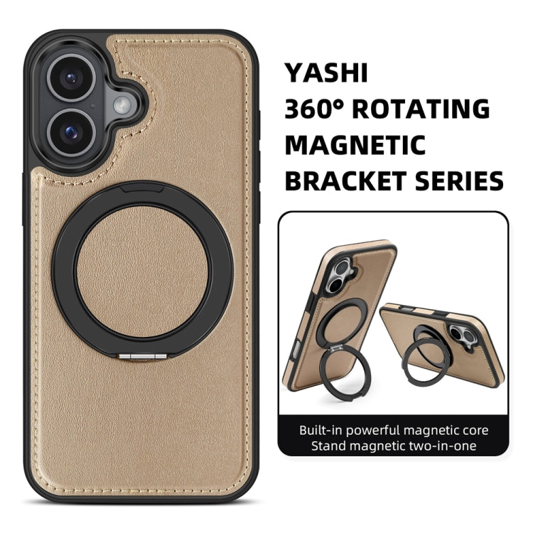 For iPhone 16 Yashi 360 Degree Rotating MagSafe Holder Phone Case(Desert Gold) - iPhone 16 Cases by buy2fix | Online Shopping UK | buy2fix