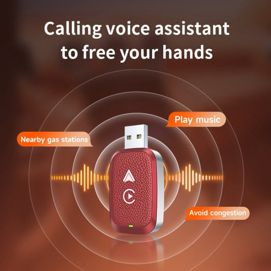 2 in 1 Car Carplay / Android Auto Carplay Box Wired to Wireless Adapter(Red) by buy2fix