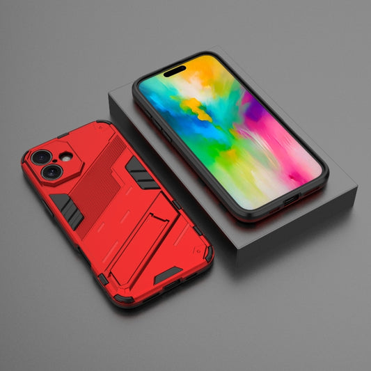 For iPhone 16 Plus Punk Armor 2 in 1 PC + TPU Phone Case with Holder(Red) by buy2fix