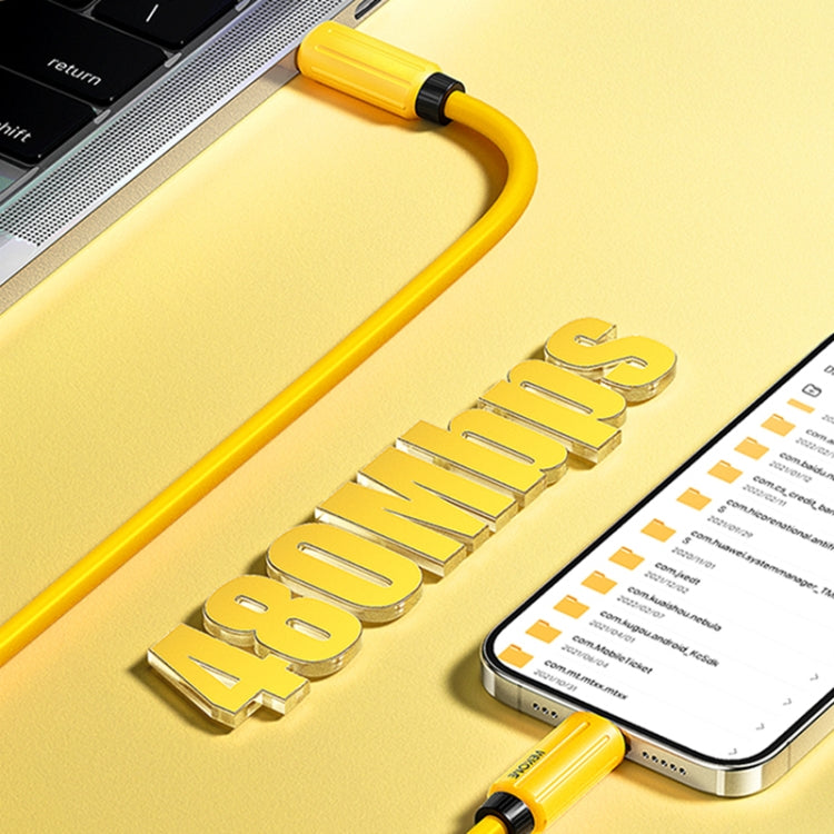 WK WDC-29 Elastic Genuine Silicone 1m PD30W Type-C to 8 Pin Fast Charging Data Cable(Yellow) by WK