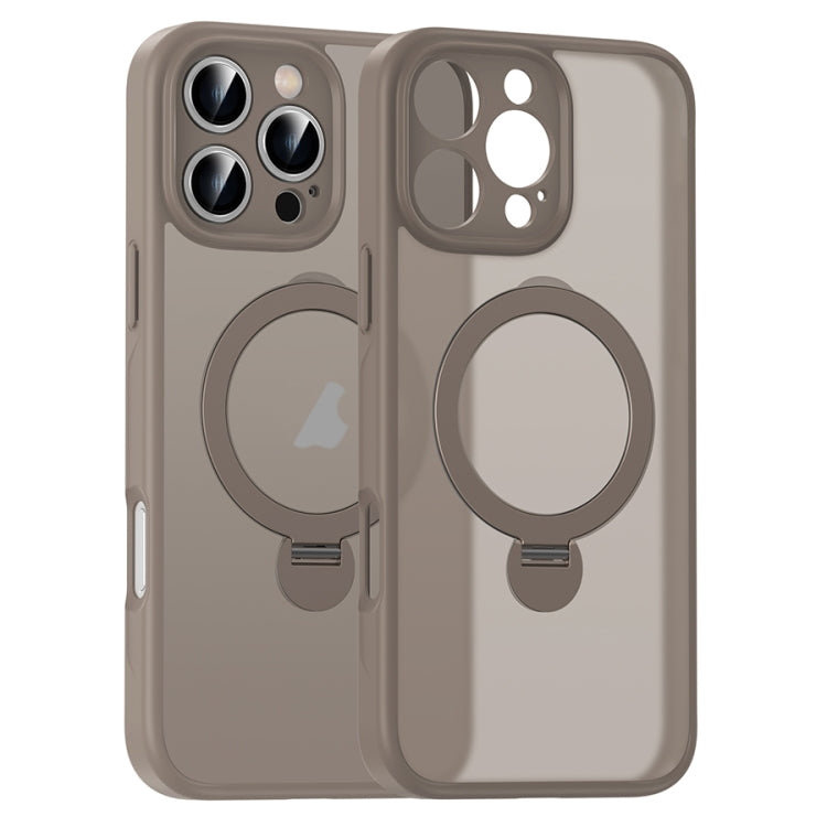 For iPhone 15 Pro Matte Texture 360 Degree Rotary Tone Holder MagSafe Phone Case(Titanium Gold) - iPhone 15 Pro Cases by buy2fix | Online Shopping UK | buy2fix