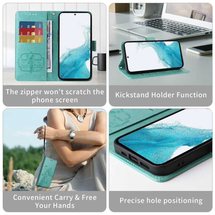 For Google Pixel 9 Pro XL Embossed Butterfly Flowers Leather Phone Case(Green) by buy2fix