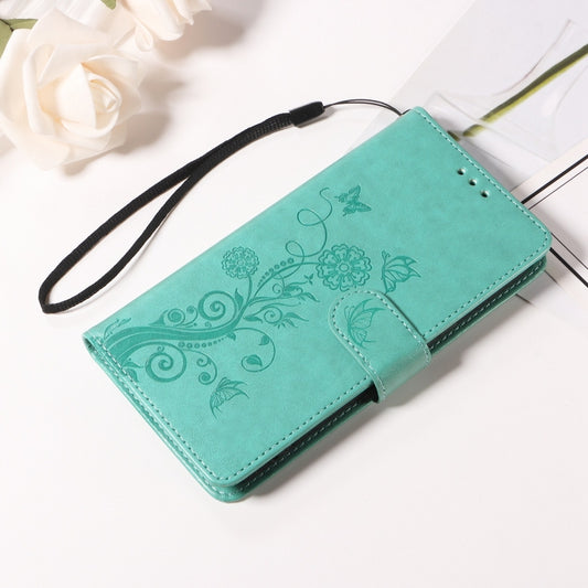 For OnePlus 12 Embossed Butterfly Flowers Leather Phone Case(Green) by buy2fix