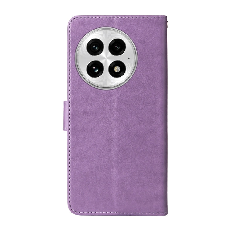 For OnePlus 13 Embossed Butterfly Flowers Leather Phone Case(Purple) - OnePlus Cases by buy2fix | Online Shopping UK | buy2fix