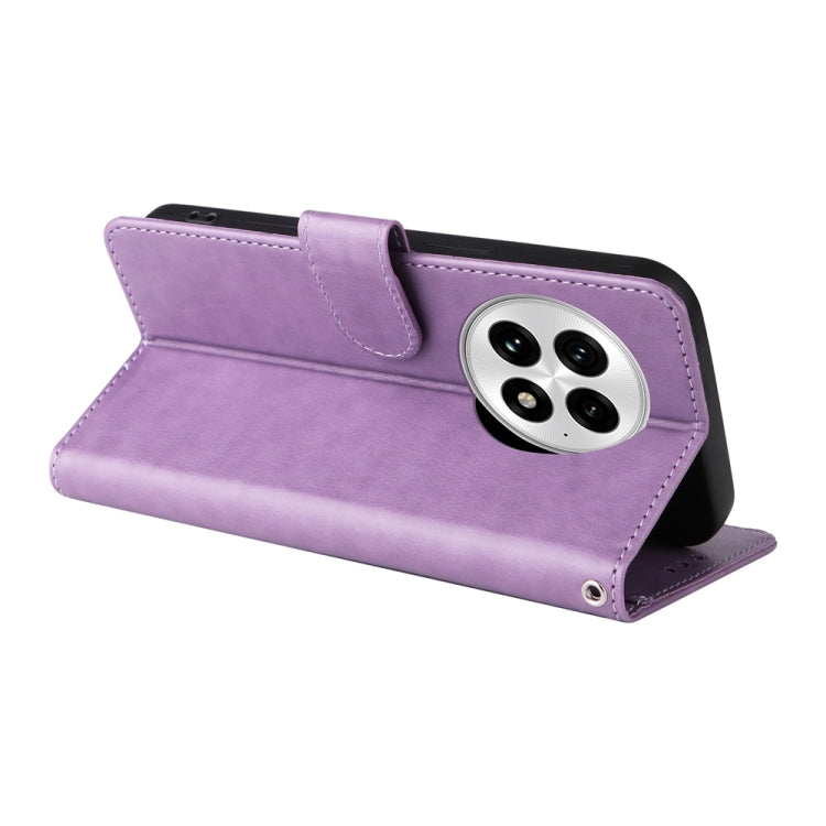 For OnePlus 13 Embossed Butterfly Flowers Leather Phone Case(Purple) - OnePlus Cases by buy2fix | Online Shopping UK | buy2fix