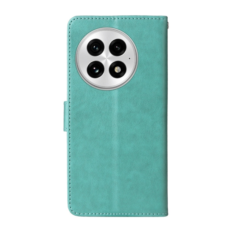 For OnePlus 13 Embossed Butterfly Flowers Leather Phone Case(Green) - OnePlus Cases by buy2fix | Online Shopping UK | buy2fix