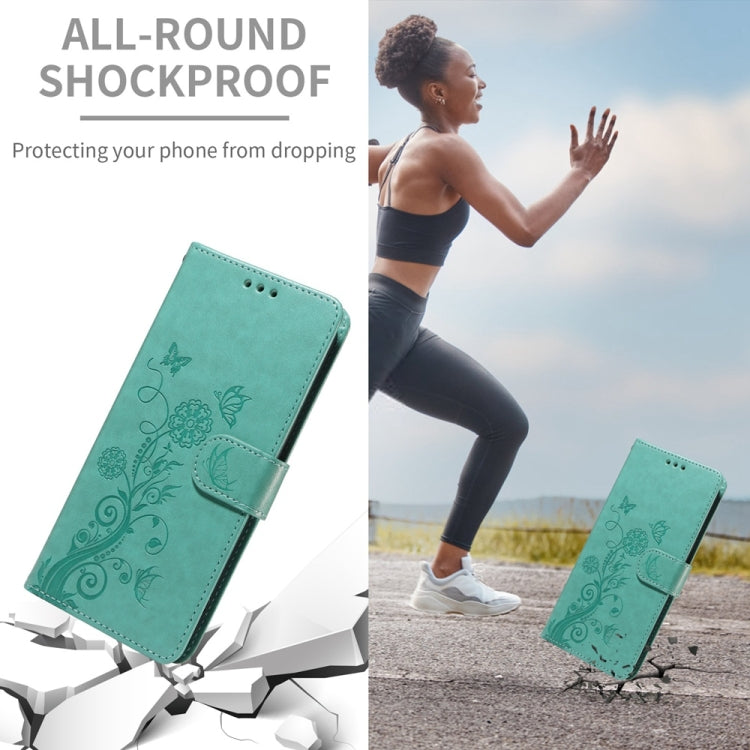 For OnePlus 13 Embossed Butterfly Flowers Leather Phone Case(Green) - OnePlus Cases by buy2fix | Online Shopping UK | buy2fix