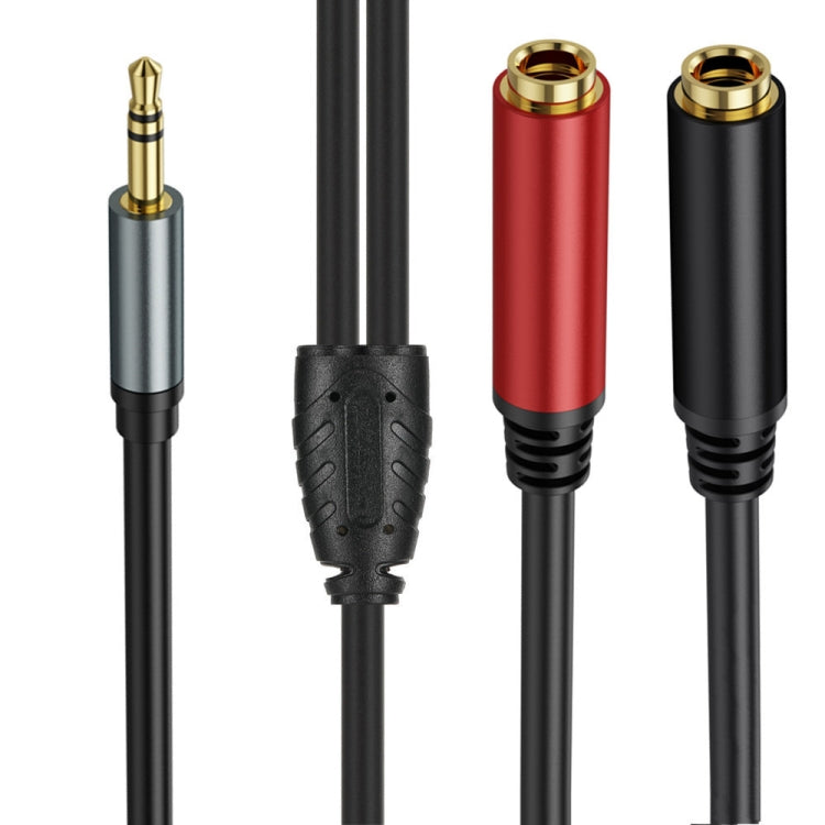 0.3m Gold Plated 3.5mm TRS Male to 2 x 6.35mm Female Laptop Y Splitter Adapter Audio Cable(Black) - Video & Audio Cable by buy2fix | Online Shopping UK | buy2fix