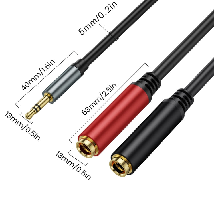 0.3m Gold Plated 3.5mm TRS Male to 2 x 6.35mm Female Laptop Y Splitter Adapter Audio Cable(Black) - Video & Audio Cable by buy2fix | Online Shopping UK | buy2fix