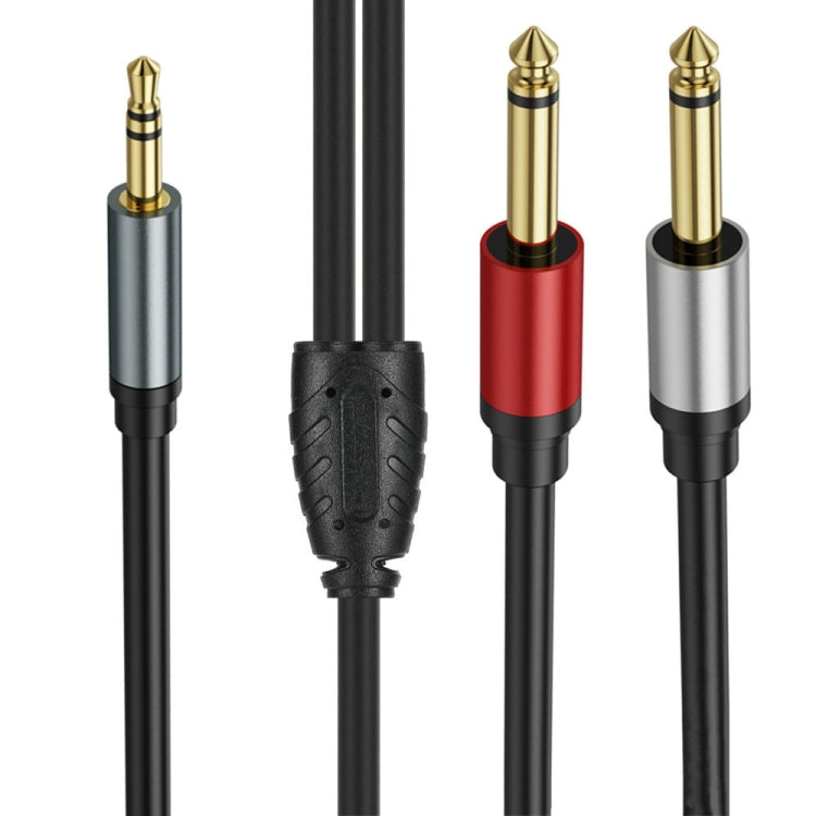0.3m Gold Plated 3.5mm TRS Stereo to Dual 6.35mm TS Mono Y Splitter Adapter Audio Cable(Black) - Video & Audio Cable by buy2fix | Online Shopping UK | buy2fix