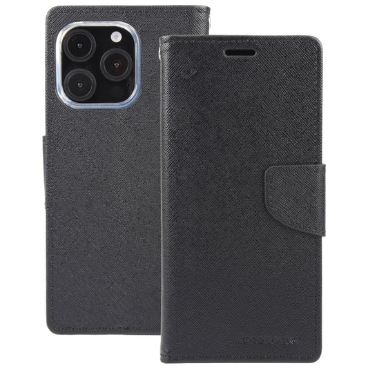 For iPhone 16 Pro GOOSPERY FANCY DIARY Cross Texture Leather Phone Case(Black) by GOOSPERY