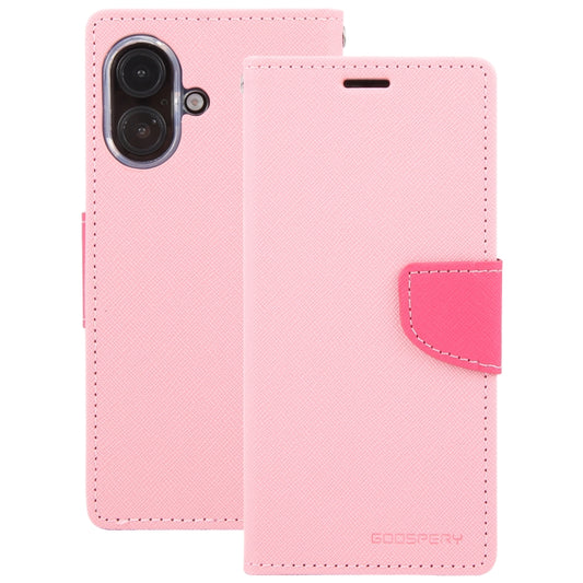 For iPhone 16 Plus GOOSPERY FANCY DIARY Cross Texture Leather Phone Case(Pink) by GOOSPERY