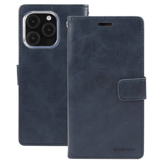 For iPhone 16 Pro Max GOOSPERY BLUE MOON Crazy Horse Texture Leather Phone Case(Dark Blue) by GOOSPERY