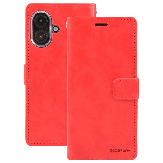 For iPhone 16 Plus GOOSPERY BLUE MOON Crazy Horse Texture Leather Phone Case(Red) by GOOSPERY