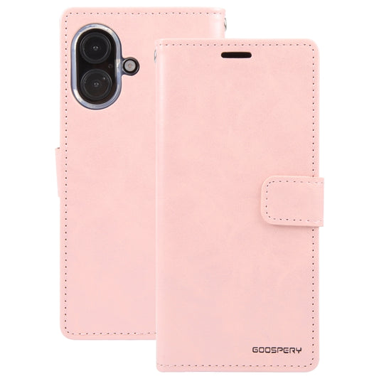 For iPhone 16 GOOSPERY BLUE MOON Crazy Horse Texture Leather Phone Case(Rose Gold) by GOOSPERY