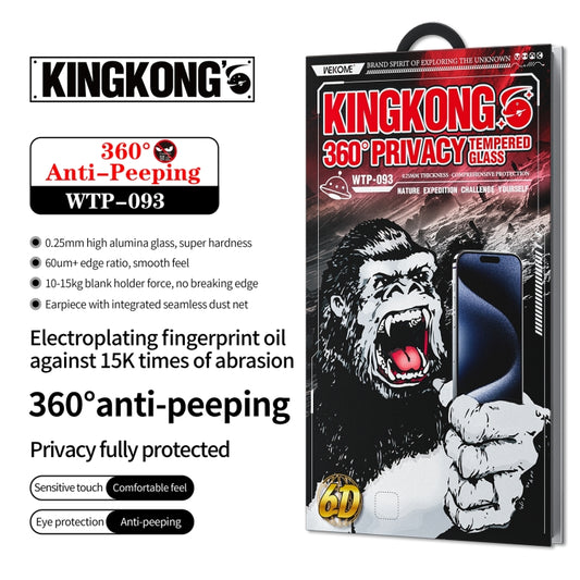 For iPhone 16 Plus / 15 Plus WK WTP-093 King Kong 6D Curved 360 Degree Privacy Tempered Glass Film by WK
