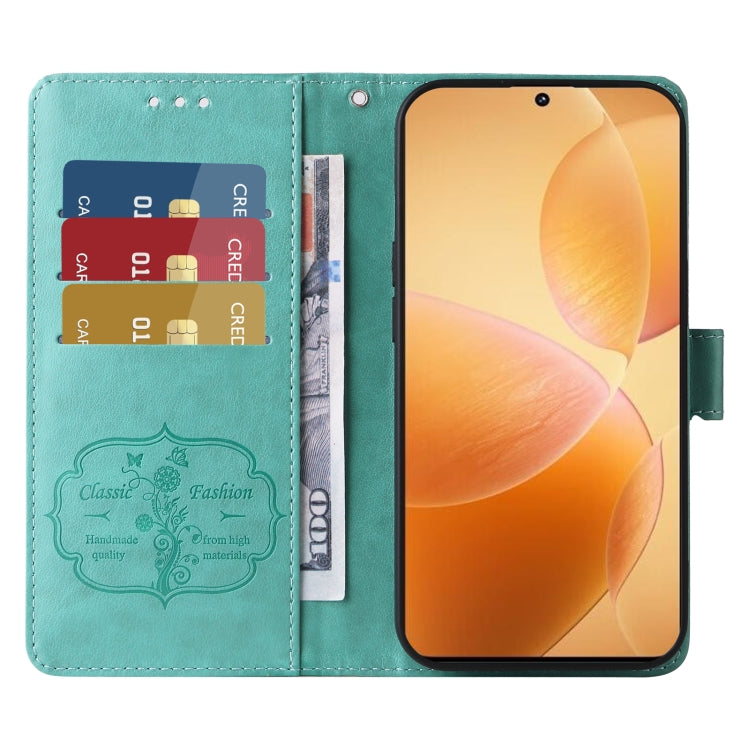 For Redmi K70 / K70 Pro Embossed Butterfly Flowers Leather Phone Case(Green) - Xiaomi Cases by buy2fix | Online Shopping UK | buy2fix