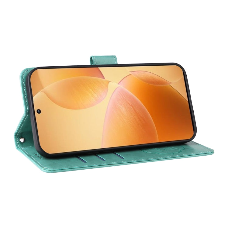 For Redmi K70 / K70 Pro Embossed Butterfly Flowers Leather Phone Case(Green) - Xiaomi Cases by buy2fix | Online Shopping UK | buy2fix