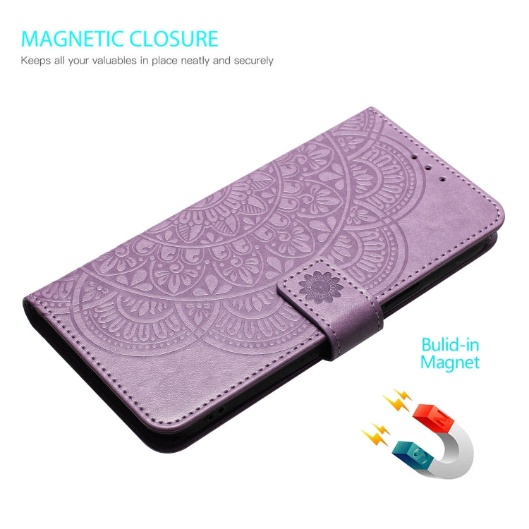 For iPhone 16 Plus Flower Embossed Leather Phone Case(Purple) by buy2fix