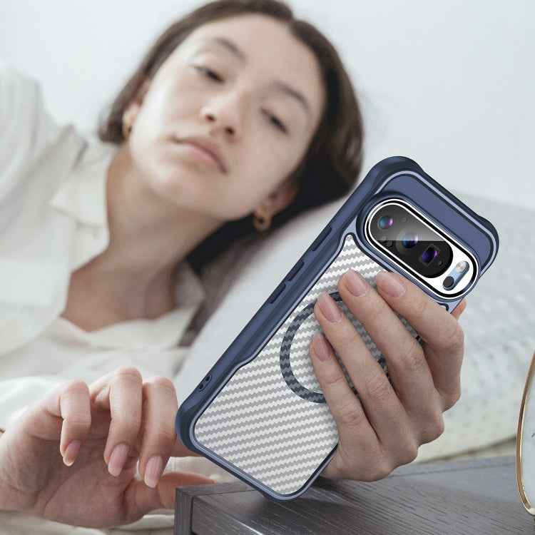 For Google Pixel 9 Pro / 9 Carbon Fiber Texture MagSafe Translucent Phone Case(Blue) by buy2fix