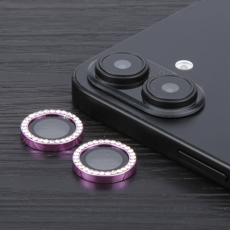 For iPhone 16 / 16 Plus 9H Point Drill Camera Lens Protector Ring(Purple) by buy2fix