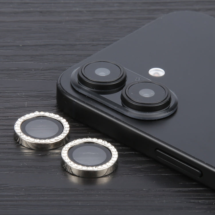 For iPhone 16 / 16 Plus 9H Point Drill Camera Lens Protector Ring(Silver) by buy2fix