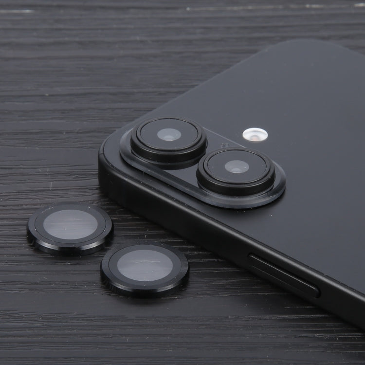 For iPhone 16 Plus / 16 Tempered Glass CD Texture Back Camera Film(Black) by buy2fix