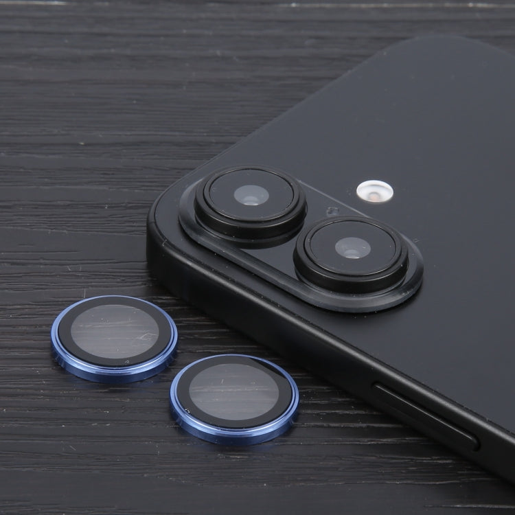 For iPhone 16 Plus / 16 Metal Tempered Glass Back Camera Film(Blue) by buy2fix