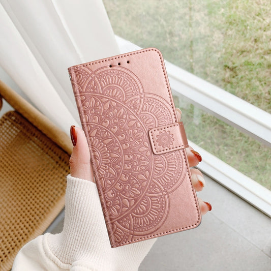For Motorola Moto G Play 2024 Flower Embossed Leather Phone Case(Rose Gold) by buy2fix