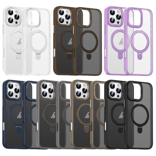 For iPhone 16 Plus Skin Feel MagSafe Magnetic Holder Phone Case(Purple) by buy2fix