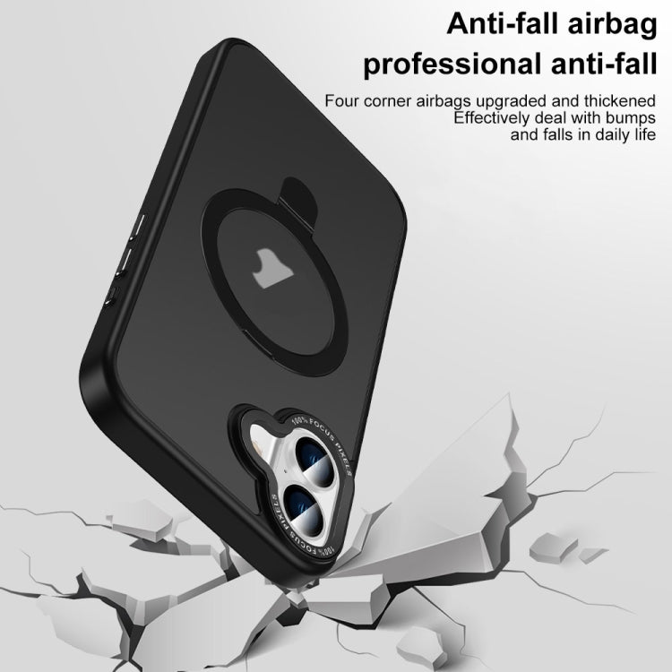 For iPhone 16 Plus Skin Feel MagSafe Magnetic Holder Phone Case(Transparent) by buy2fix