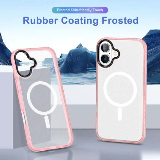 For iPhone 16 Frosted Skin Feel MagSafe Transparent Phone Case(Pink) by buy2fix
