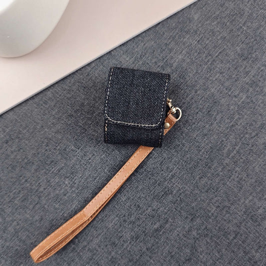 For AirPods 1 / 2 Cowboy Fabric Texture PU Headset Protective Bag(Black) by buy2fix