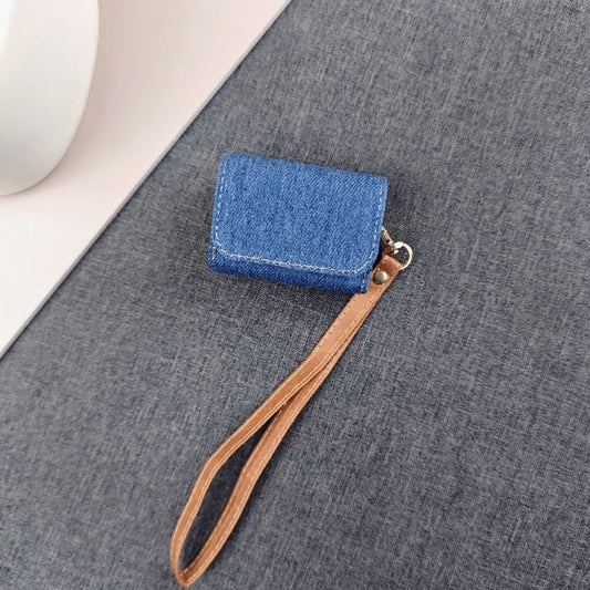 For AirPods Pro Cowboy Fabric Texture PU Headset Protective Bag(Blue) by buy2fix