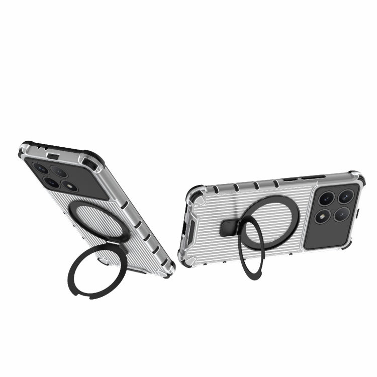 For Redmi K70 5G Grating Holder Shockproof Phone Case(Transparent) - Xiaomi Cases by buy2fix | Online Shopping UK | buy2fix