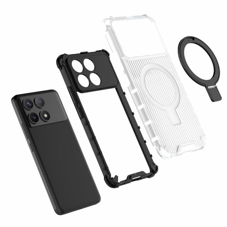 For Redmi K70 5G Grating Holder Shockproof Phone Case(Transparent) - Xiaomi Cases by buy2fix | Online Shopping UK | buy2fix