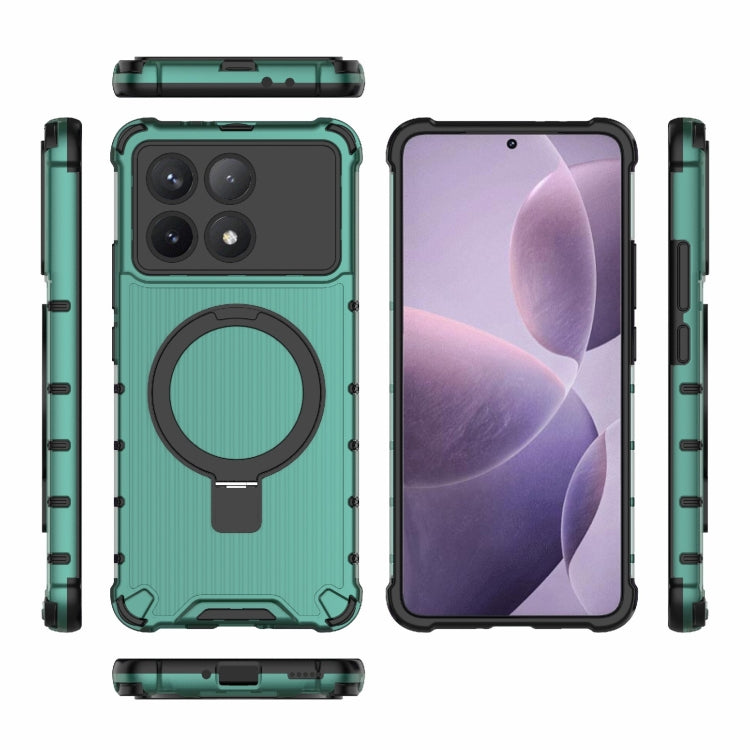 For Redmi K70 5G Grating Holder Shockproof Phone Case(Green) - Xiaomi Cases by buy2fix | Online Shopping UK | buy2fix