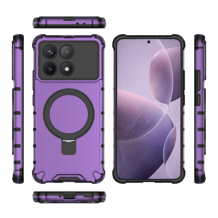 For Redmi K70 5G Grating Holder Shockproof Phone Case(Purple) - Xiaomi Cases by buy2fix | Online Shopping UK | buy2fix