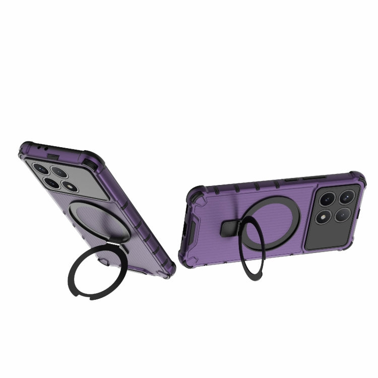 For Redmi K70 5G Grating Holder Shockproof Phone Case(Purple) - Xiaomi Cases by buy2fix | Online Shopping UK | buy2fix