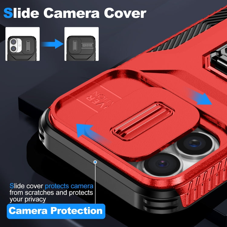 For iPhone 16 Plus Sliding Camshield Holder Phone Case(Red) by buy2fix