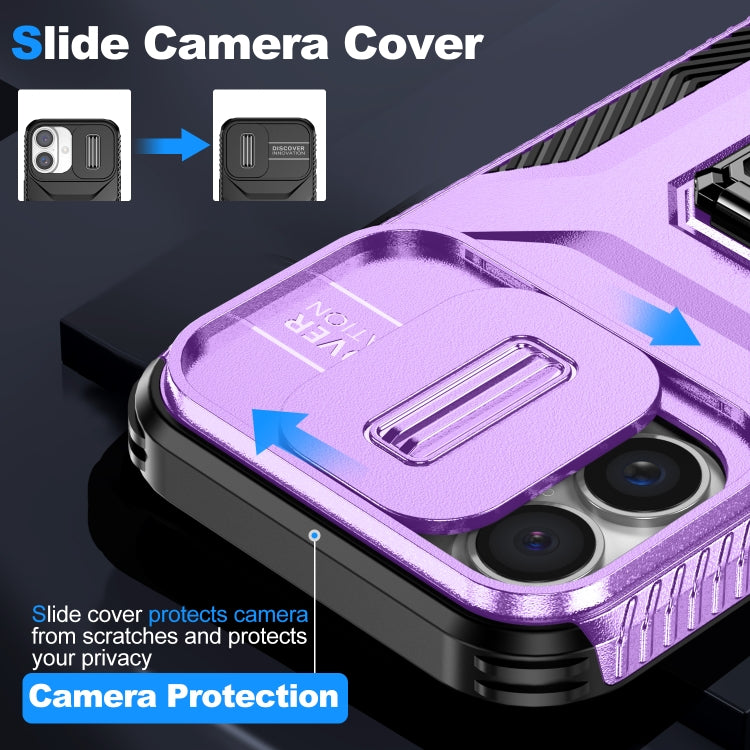 For iPhone 16 Plus Sliding Camshield Holder Phone Case(Purple) by buy2fix