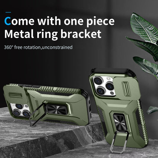 For iPhone 16 Pro Sliding Camshield Holder Phone Case(Alpine Green) by buy2fix