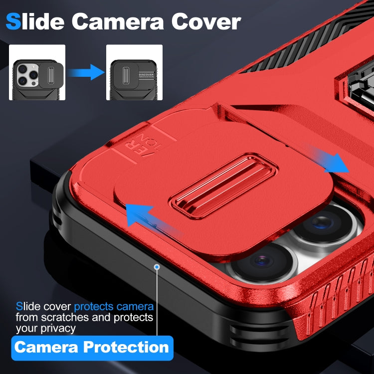 For iPhone 16 Pro Sliding Camshield Holder Phone Case(Red) by buy2fix
